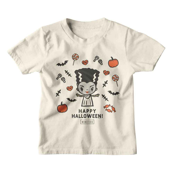 UNIVERSAL MONSTERS CHIBI HALLOWEEN YOUTH XS 5 6 T-Shirt in Natural