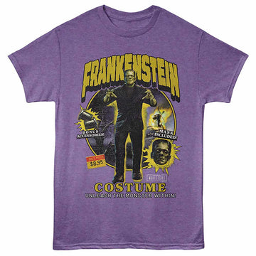Universal Monsters Frankenstein Costume Purple Heather Adult T-Shirt