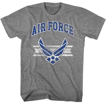 AIR AND SPACE FORCE USAF LOGO AND LINES S T-Shirt in Graphite Heather