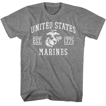MARINES USMC USMC EST 1775 S T-Shirt in Graphite Heather