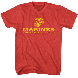 MARINES FEW AND PROUD LOGO BRIGHT S T-Shirt in RED Heather