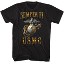MARINES USMC SEMPER FI METALLIC S T-Shirt in Black