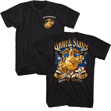 MARINES USMC ENLISTED AND FLAG S ***F&B*** T-Shirt in Black