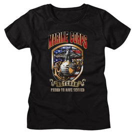 MARINES USMC PROUD TO HAVE SERVED LADIES S T-Shirt in Black