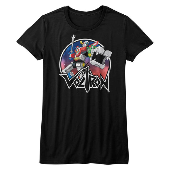 VOLTRON CIRCLE ROBOT SKETCH LADIES S T-Shirt in Black