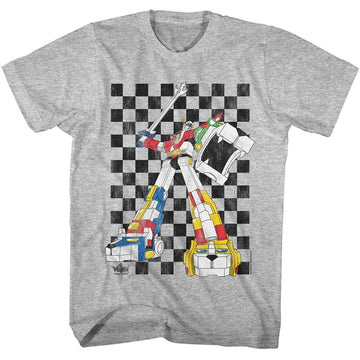 VOLTRON 80S CHECKERBOARD S T-Shirt in GRAY Heather
