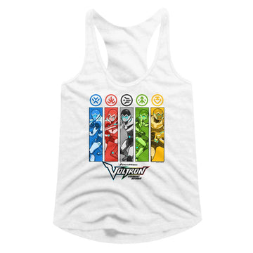 VOLTRON RECTANGLES AND ICONS LADIES SLIMFIT T-Shirt in White