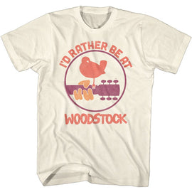 WOODSTOCK ID RATHER BE S T-Shirt in Natural