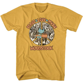 WOODSTOCK PEACE LOVE MUSIC S T-Shirt in Ginger
