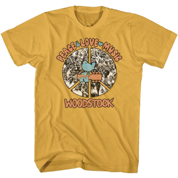 WOODSTOCK PEACE LOVE MUSIC S T-Shirt in Ginger