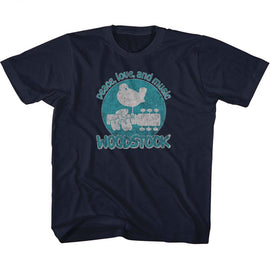 WOODSTOCK PEACE LOVE AND MUSIC TODDLER 2T T-Shirt in NAVY