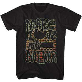 WOODSTOCK MAKE LOVE NOT WAR S T-Shirt in Black