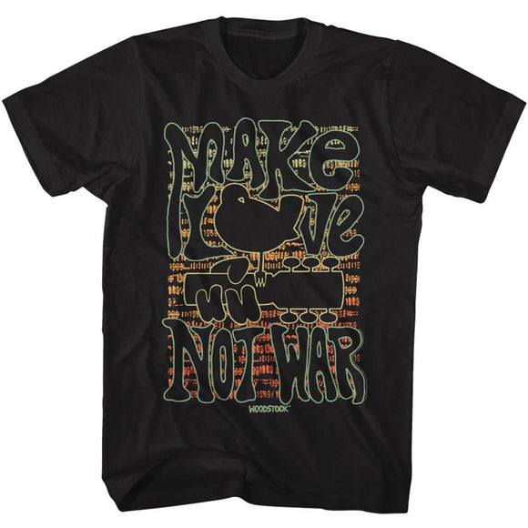 WOODSTOCK MAKE LOVE NOT WAR S T-Shirt in Black