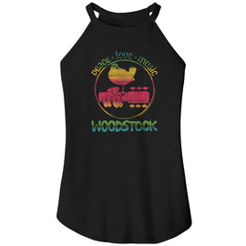 WOODSTOCK GRADIENT LADIES SLEEVELESS ROCKER TANK S T-Shirt in Black