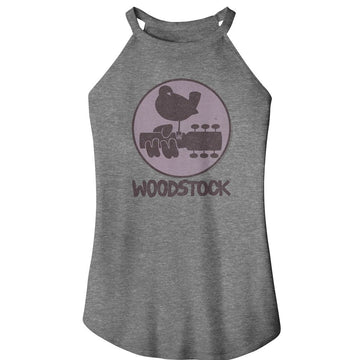 WOODSTOCK LOGO LADIES SLEEVELESS ROCKER TANK S T-Shirt in GRAY Frost
