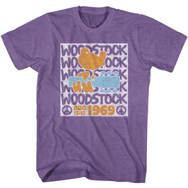 WOODSTOCK STACKED S T-Shirt in Purple Heather