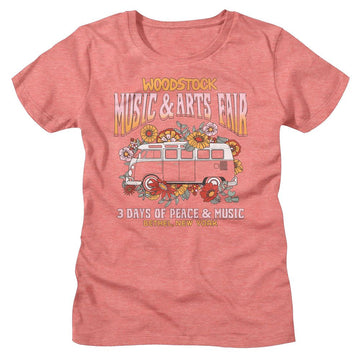 WOODSTOCK FLORAL VAN LADIES S T-Shirt in Sunset Heather