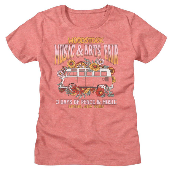 WOODSTOCK FLORAL VAN LADIES S T-Shirt in Sunset Heather
