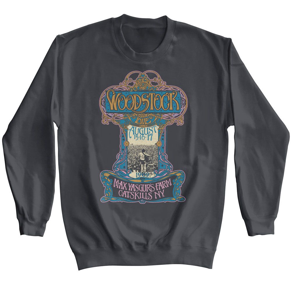 WOODSTOCK NOUVEAU POSTER L/S S T-Shirt in Charcoal