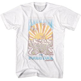 WOODSTOCK PEACE AND MUSIC LANDSCAPE S T-Shirt in White