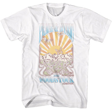 WOODSTOCK PEACE AND MUSIC LANDSCAPE S T-Shirt in White