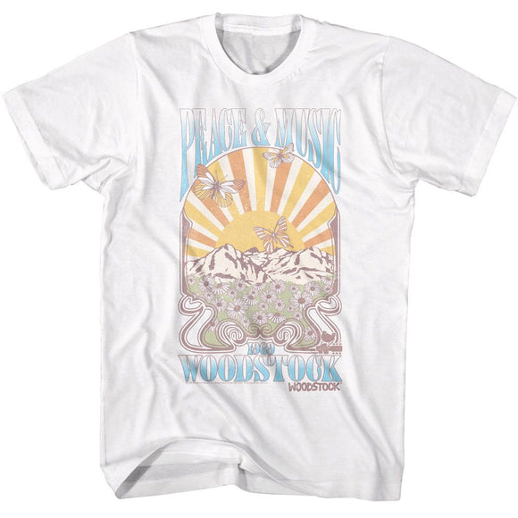 WOODSTOCK PEACE AND MUSIC LANDSCAPE S T-Shirt in White