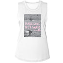 WOODSTOCK MAKE LOVE NOT WAR POSTER LADIES MUSCLE TANK S T-Shirt in White