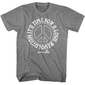 WOODSTOCK LOVE REVOLUTION PEACE SIGN S T-Shirt in Graphite Heather