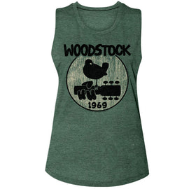 WOODSTOCK BIG LOGO LADIES MUSCLE TANK S T-Shirt in Royal PINE