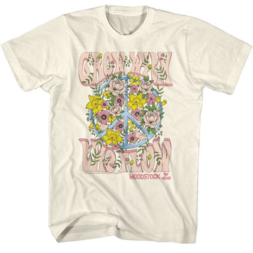 WOODSTOCK GROW WITH THE FLOW S T-Shirt in Natural