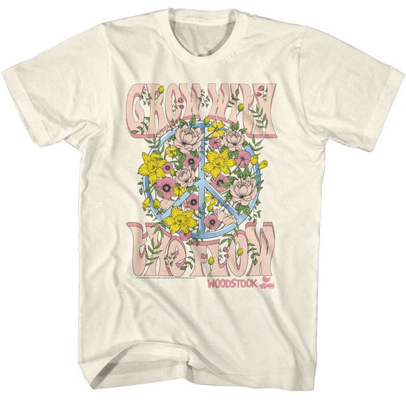 WOODSTOCK GROW WITH THE FLOW S T-Shirt in Natural