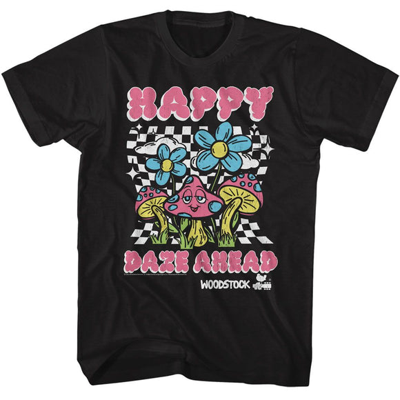WOODSTOCK HAPPY DAZE AHEAD S T-Shirt in Black