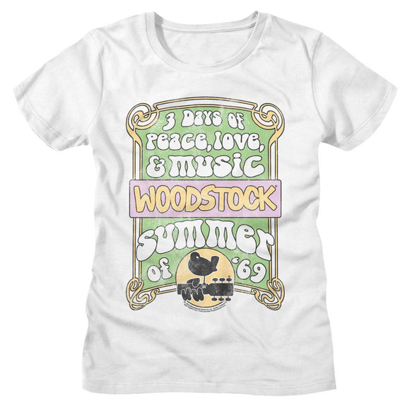 WOODSTOCK SUMMER OF 69 LADIES S T-Shirt in White