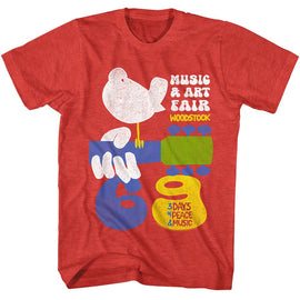 WOODSTOCK MUSIC AND ART FAIR S T-Shirt in RED Heather