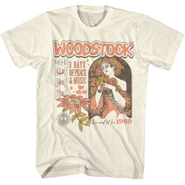 WOODSTOCK HIPPIE FLOWER GIRL S T-Shirt in Natural