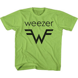 WEEZER AND W LOGO YOUTH XS 5 6 T-Shirt in KEY LIME