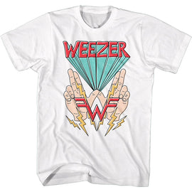 WEEZER W HANDS AND LIGHTNING S T-Shirt in White
