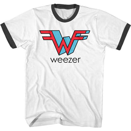 WEEZER 3D W RINGER S T-Shirt in White/black