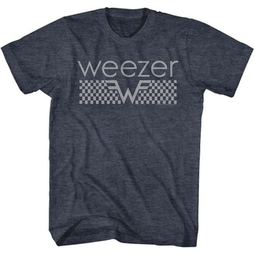 WEEZER CHECKERED S T-Shirt in NAVY Heather