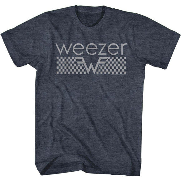 WEEZER CHECKERED S T-Shirt in NAVY Heather
