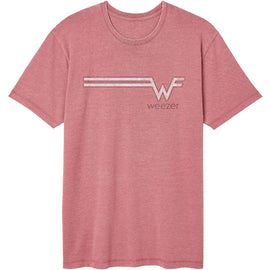 WEEZER STRIPED LOGO VINTAGE WASH S T-Shirt in Rouge
