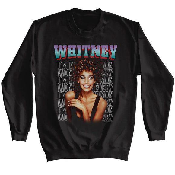 WHITNEY HOUSTON WHITNEY WHITNEY EVERY WOMAN STACKED L/S S T-Shirt in Black