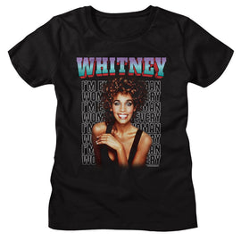 WHITNEY HOUSTON EVERY WOMAN STACKED LADIES S T-Shirt in Black