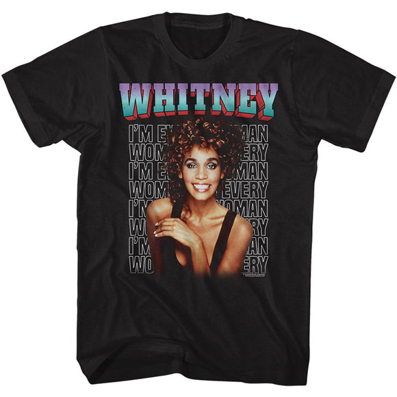 WHITNEY HOUSTON WHITNEY EVERY WOMAN STACKED S T-Shirt in Black