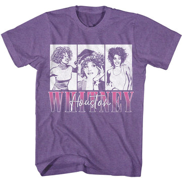 WHITNEY HOUSTON WHITNEY THREE RECTANGLES S T-Shirt in Purple Heather