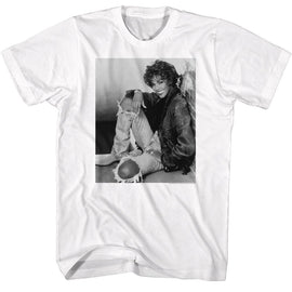 WHITNEY HOUSTON WHITNEY BW BRICK WALL SIT S T-Shirt in White