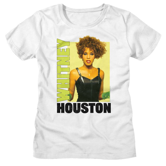 WHITNEY HOUSTON WITH GLOVES BOX LADIES S T-Shirt in White
