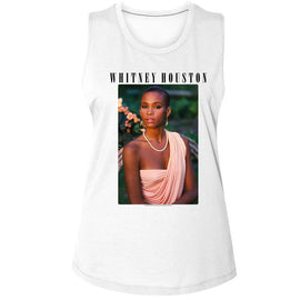 WHITNEY HOUSTON PHOTO AND LOGO LADIES MUSCLE TANK S T-Shirt in White