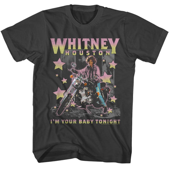 WHITNEY HOUSTON MOTORCYCLE STARS S T-Shirt in Smoke