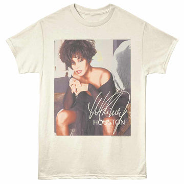 Whitney Houston Glamor Photo Natural Adult T-Shirt
